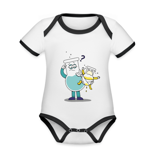 Baby Bio-Kurzarm-Kontrastbody - Weiß/Schwarz