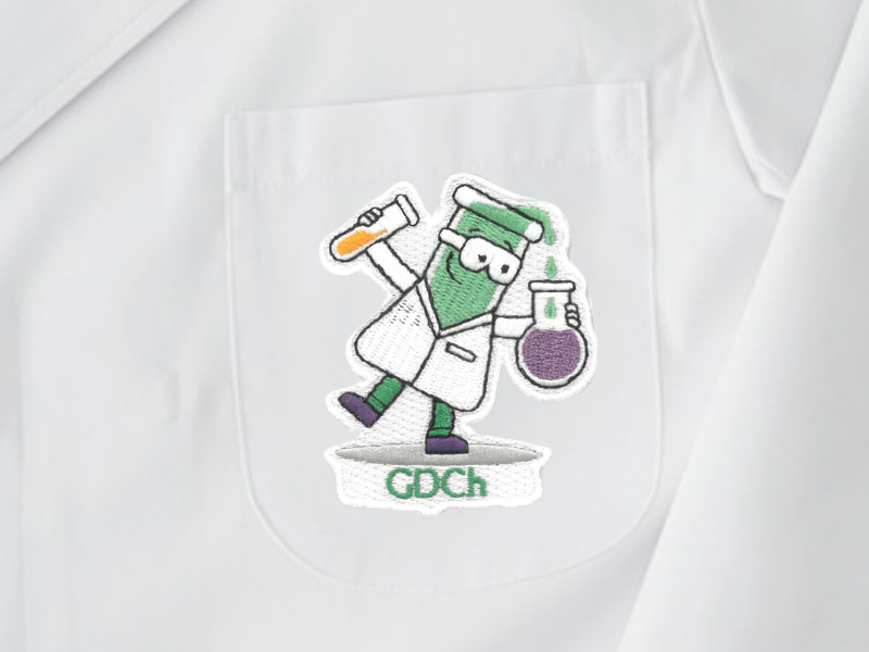 Bügelpatches mit dem Erlenmeyerchen