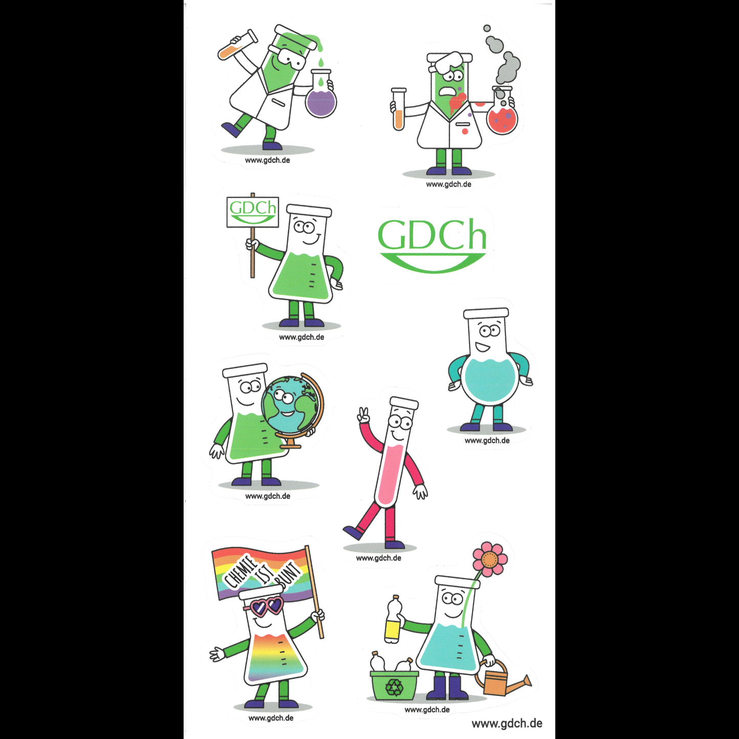 Stickerbogen "Erlenmeyerchen"