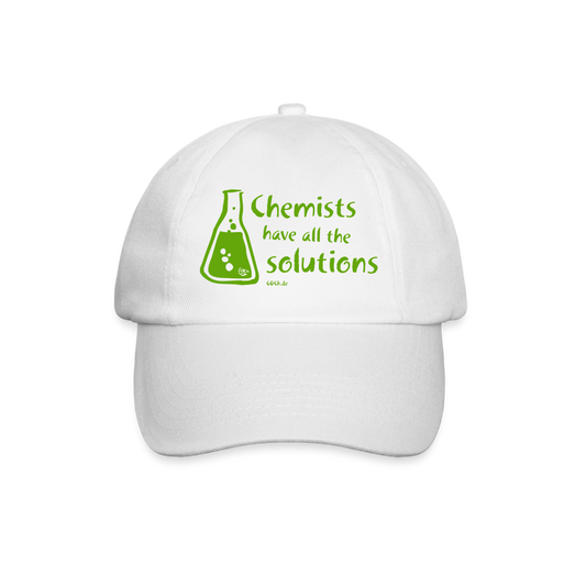 „Chemists have all the solutions“ Baseballkappe - Weiß/Weiß