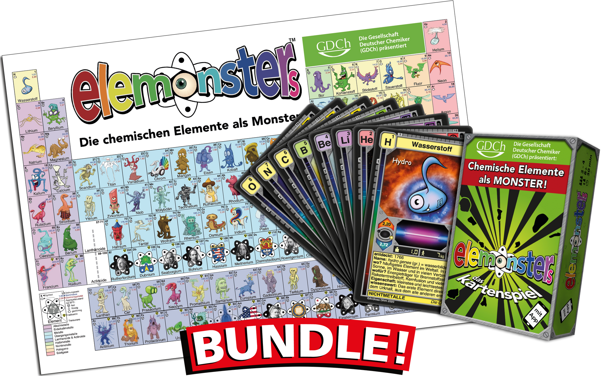 Elemonsters-Bundle mit Kartenspiel und Poster