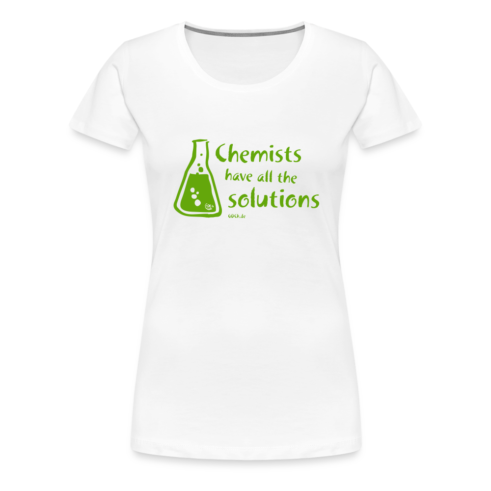 „Chemists have all the solutions“ Frauen Premium T-Shirt - weiß