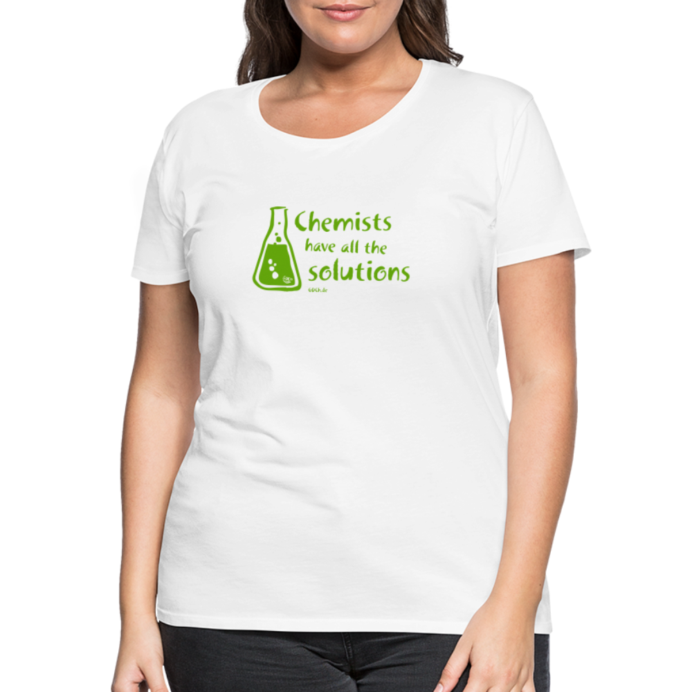 „Chemists have all the solutions“ Frauen Premium T-Shirt - weiß