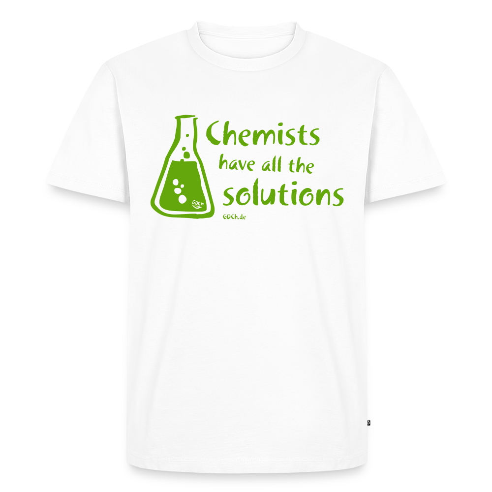 „Chemists have all the solutions“ Männer Premium T-Shirt - Weiß