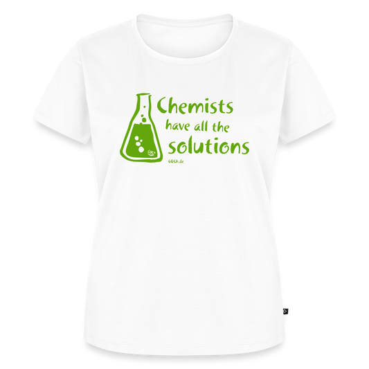 „Chemists have all the solutions“ Frauen Premium T-Shirt - Weiß