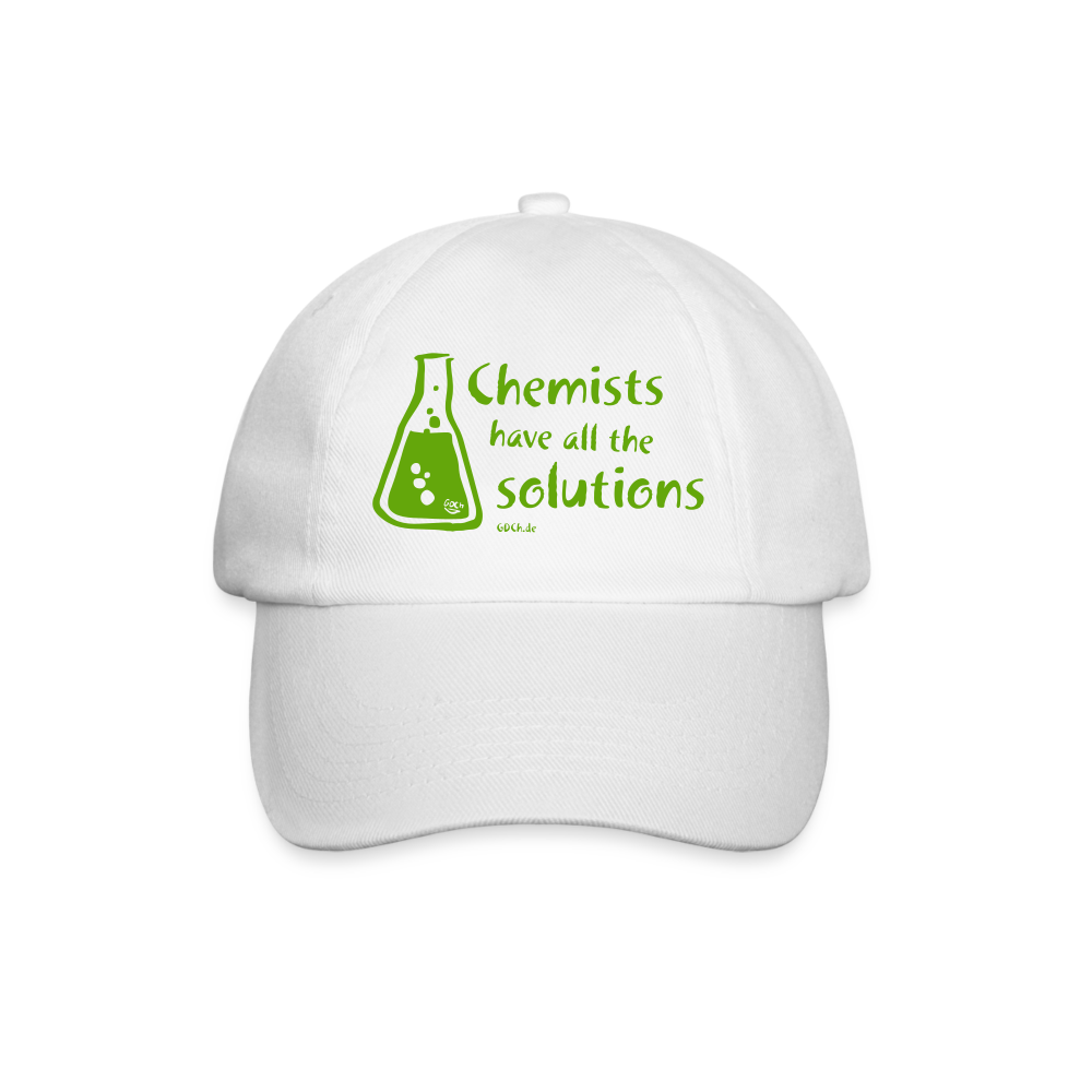 „Chemists have all the solutions“ Baseballkappe - Weiß/Weiß