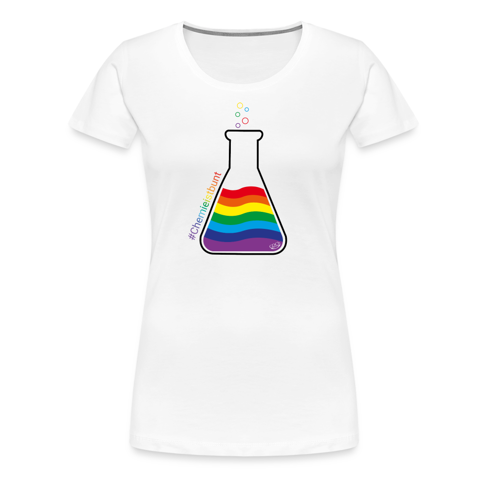 Frauen Premium T-Shirt "Chemie ist bunt" - Weiß