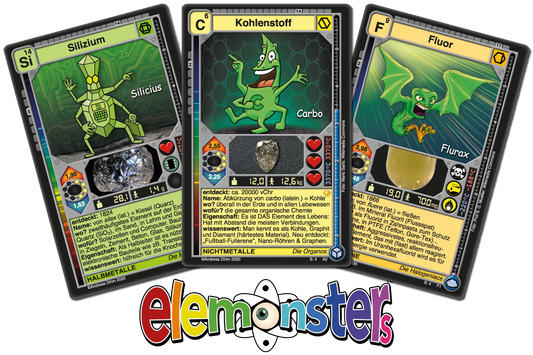Elemonsters: das Kartenspiel mit den chemischen Elementen als Monster – plus Smartphone-App