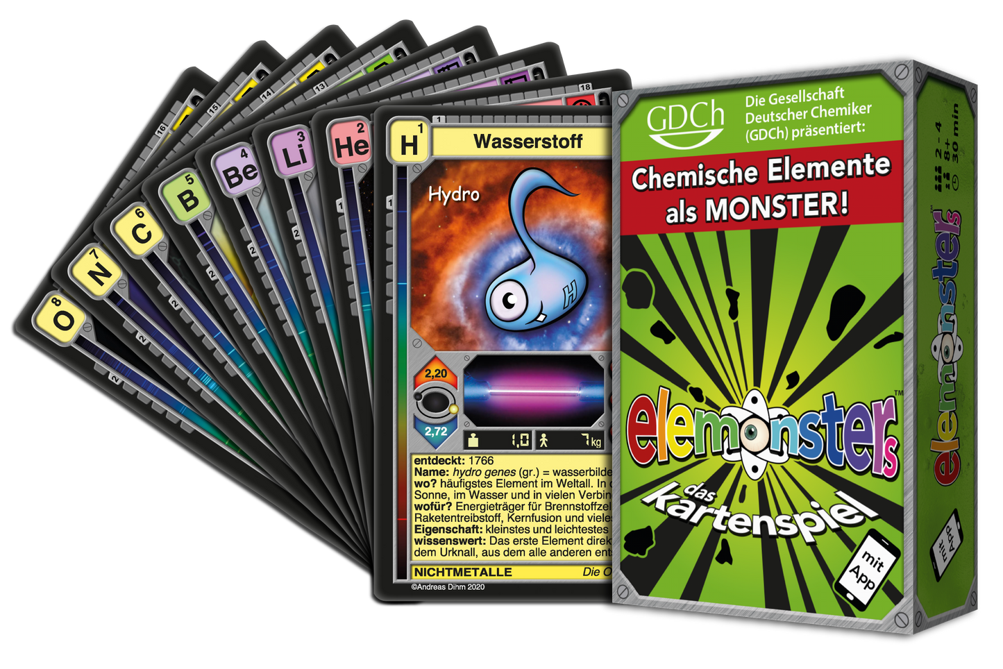 Elemonsters: das Kartenspiel mit den chemischen Elementen als Monster – plus Smartphone-App