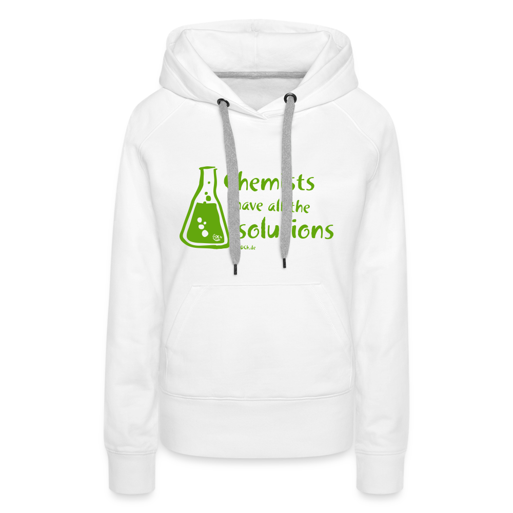 „Chemists have all the solutions“ Frauen Premium Hoodie - weiß