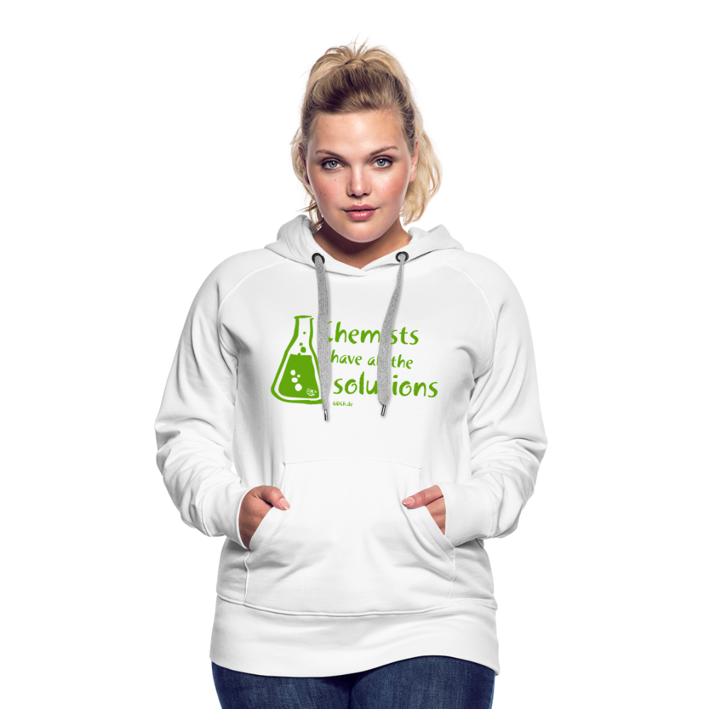 „Chemists have all the solutions“ Frauen Premium Hoodie - weiß