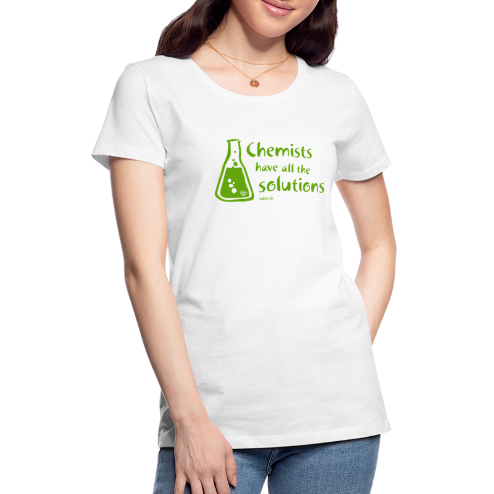 „Chemists have all the solutions“ Frauen Premium T-Shirt - weiß